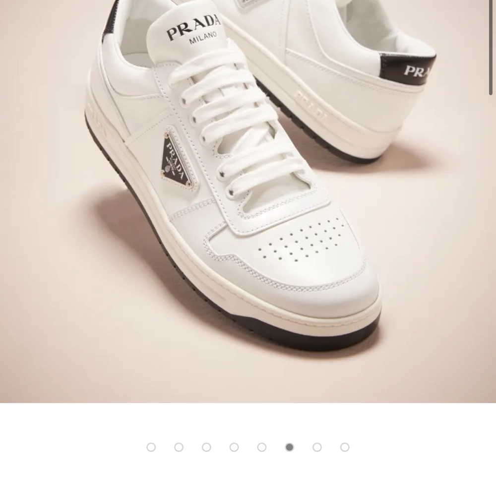 Prada bicolor calfskin low top sneakers